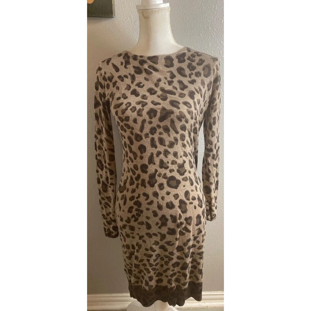 Carmen Marc Valvo Animal Print Sweater Dress, Size Small
